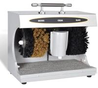 Automatic Shoe Polishing Machine | Multi-color polish bottle holder, heavy-duty metal housing, anti-slip foot pedal, top carry handle