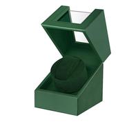 Automatic Single Watch Winder,Watch Winder for Automatic Watches with Quiet Japanese Motor, in Wood Shell and Black Leather, Green