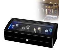 Automatic Single Watch Winder with Piano Gloss Wood Box Auto-Stop When Opened, Quiet Luxury Display Case for Men Gift for Dad Husband Or Boss(Black)