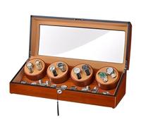 Automatic Single Watch Winder with Piano Gloss Wood Box Auto-Stop When Opened, Quiet Luxury Display Case for Men Gift for Dad Husband Or Boss(Brown)