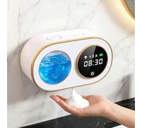 Automatic Soap Dispenser, 320ML Touchless Smart Hand Soap Dispenser, 3 Adjustable Soap Levels, Rechargeable Wall Mounted Electric Foam Soap Dispenser for Bathroom Kitchen Office (White - T1)