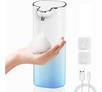Automatic Soap Dispenser 400ml, Rechargeable Touchless Kitchen Sink Soap Dispenser, Wall Mounted or Tabletop Auto Gel Hand Foam Dispenser for Bathroom, 4 Levels Adjustable