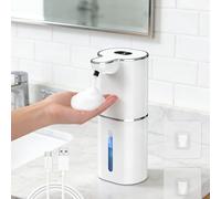 Automatic Soap Dispenser,Etopgo 380ml Rechargeable Wall Mounted Foam Soap Dispenserwith 6 Adjustable Levels,Digital Display,Sensor,IPX5 Waterproof for Bathroom,Kitchen