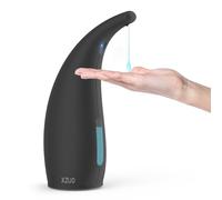 Automatic Soap Dispenser with Infrared Sensor - Adjustable 4-Level Touchless Hand Soap for Kitchen, Bathroom - Battery Operated Electric Dispenser, Durable Plastic, Smart Soap Holder (Black)