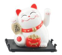 Automatic Solar Powered Waving Lucky Cat, Cute Fortune Cat Ornament for Car Interior Home Desk Decor, Energy Saving No for battery Required(Lucky Bag-White)