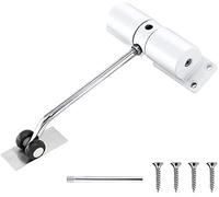 Automatic Spring Door Closer 2 Pack, Zinc Alloy Adjustable Silent Buffer Hinge, Household Stainless Steel Invisible(White,1 Piece)