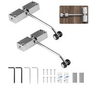Automatic Spring Door Closer, 2PCS Stainless Steel Adjustable Door Spring Closer for Interior Door, Quiet Auto Gate Closer Door Closing, Safety Door Stopper with Adjusting Rod and Screws