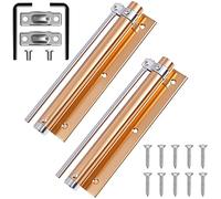 Automatic Spring Door Closer Stainless Steel Adjustable Silent Buffer Hinge Invisible Anti-Pinch(Champagne,2 Pieces)