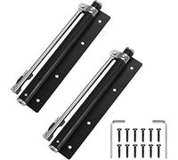 Automatic Spring Door Closer Stainless Steel Adjustable Silent Buffer Hinge Invisible Anti-Pinch Closers 2 Pack(Black,2 Pieces)