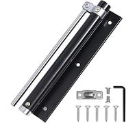 Automatic Spring Door Closer Stainless Steel Adjustable Silent Buffer Hinge Invisible Anti-Pinch Closers 1 Pcs(Black,150mm)