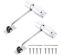 Automatic Spring Door Closer Zinc Alloy Adjustable Silent Buffer Hinge Stainless Steel Invisible Anti-Trap(White,2 Pieces)