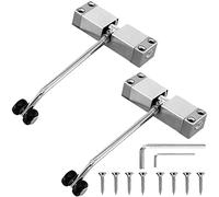 Automatic Spring Door Closer Zinc Alloy Adjustable Silent Buffer Hinge Stainless Steel Invisible Anti-Trap(Silver,2 Pieces)