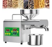 Automatic Stainless Steel Oil Press - 1500W Cold/Hot Oil Extractor for Peanut, Sesame, Canola, Sunflower - Includes Cleaning Brush & Scald-Proof Gloves