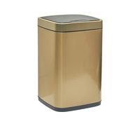 Automatic Stainless Steel Smart Sensor Trash Can with Lid, 9L Square Waste Bin for Kitchen & Bedroom, Elegant Gold Design, Touchless Operation, Modern Home Essential