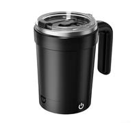 Automatic Stirring Coffee Mug, 350 mL Stainless Steel Rechargeable Temperature Display Mug with Magnetic Mixing for Hot Beverages, Office & Travel Use(（English） Black)