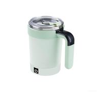Automatic Stirring Coffee Mug, 350 mL Stainless Steel Rechargeable Temperature Display Mug with Magnetic Mixing for Hot Beverages, Office & Travel Use(（English） Green)