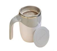 Automatic Stirring Coffee Mug Rechargeable Electric Stainless Steel Self-Mixing Mug for Hot/Cold Beverages 304 Ss Pp 8. X 7 X 14.8 Cm Brown or White(White)