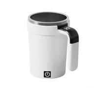 Automatic Stirring Coffee Mug with Digital Temperature Display- USB Rechargeable Self Stirring Cup for Coffee Tea Milk- ABS Stainless Steel Portable Mixer for Home(White)