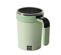 Automatic Stirring Coffee Mug with Temperature Display,13oz Rechargeable Magnetic Mixing Cup,USB-C Travel Tumbler for Protein Shakes,Coffee & Smoothies,Leak-Proof with Lid,Straw&Detachable Base(Gree