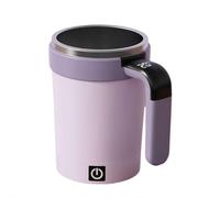 Automatic Stirring Coffee Mug with Temperature Display,13oz Rechargeable Magnetic Mixing Cup,USB-C Travel Tumbler for Protein Shakes,Coffee & Smoothies,Leak-Proof with Lid,Straw&Detachable Base(Purpl