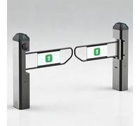 Automatic Swing Gate with Radar Sensor - Adjustable Detection Range & Speed, One-Way Rebound Entrance for Supermarkets, Malls & Office Buildings, 90° Swing, Reverse Alarm & LED Indicators Gun Gray
