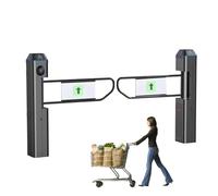 Automatic Swing Gate with Radar Sensor, Reverse Alarm, One-Way Door for Supermarket Library Store Entrance, Black