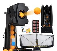 Automatic Table Tennis Robot with Capture Net, Ping-pong Ball Machine, Multi-Rotation Trainer, Ball Launcher with 100 Balls for Schools