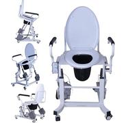 Automatic Toilet Chair Riser with 180° Split Seat, Movable Electric Toilet Chair with Detachable Toilet Bucket, Tilt Angle 0-30° and Lifting Height 29 Cm, Tilting RaisedSeat