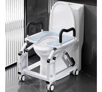 Automatic Toilet Chair Riser with Electric Lift, 29° Angle, Anti-Slip Double Armrests, Movable with 360° Wheels and Brakes for Elderly Care
