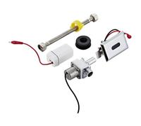 Automatic Toilet Flush Valve with Infrared Sensor, DC 6V Powered Smart Flush System for Water Saving, Adjustable Sensing Distance 30-100cm, Silver + Black