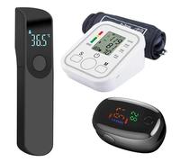 Automatic Tonometer Arm Blood Pressure Monitor Pressure Sensor Monitor BP Equipment Digital Tensiometer LED Display Arm Cuff Manometer Thermometer Oximeter (3 in 1) (Type 2)