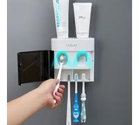 Automatic Toothpaste Dispenser Wall Mounted - Double Pump for Kids/Adults - Hands-Free Toothbrush Holder and Dispenser Set - Easy Install - Hygienic Bathroom Organisation - Sleek Space-Saving Design