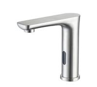 Automatic Touchless Bathroom Faucet Sensor Activated Brushed Nickel Sink Mixer Tap Infrared Control Hot & Cold Water Modern Washbasin Fixture for Home Use