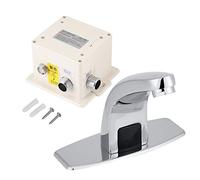 Automatic Touchless Bathroom Sink Faucet - Electronic Sensor Battery-Powered Hands-Free Tap with Deck Plate for Easy Installation Modern Design Water-Saving Solution