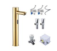 Automatic Touchless Bathroom Sink Faucet Hands Free Motion Sensor Faucet with Tall Body Gold Finish for Cold Water and Hot Water