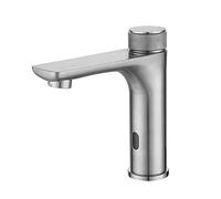 Automatic Touchless Bathroom Sink Faucet - Sensor-Activated Brushed Nickel Basin Mixer Tap for Hands-Free Operation Modern Design Easy to Install
