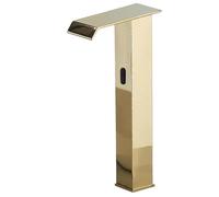 Automatic Touchless Brass Sensor Faucet - Modern Yellow Infrared Waterfall Tap for Bathroom, G1/2 Connection, Easy Countertop Installation, Hands-Free Water Flow