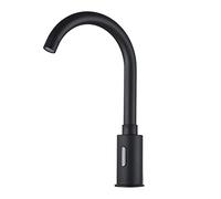 Automatic Touchless Sensor Faucet Black Motion Activated Kitchen Bathroom Hands Free Tap AC DC Powered 360 Degree Swivel Electric Infrared Sensor with Mixing Valve Public Vessel Sink Faucet