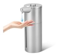 Automatic Touchless Soap Dispenser - 15 Levels Simple Physical Adjustment, Low Battery Consumption for Kitchen Bathroom - Hands Free Silver