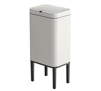 Automatic Trash Can - 20L Stainless Steel Touchless Bathroom Bin with Silent Lid, Sensor Operated Pedal, Off White, Modern Design for Home and Office