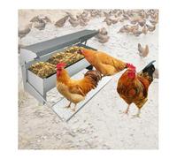 Automatic Treadle Chicken Feeder, Heavy Duty Metal, Weatherproof with Rain Cover, Large Capacity for Roosters, Ducks & Poultry