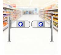 Automatic Two-Way Swing Gate for Warehouses & Supermarkets, Stainless Steel Industrial Safety Door, 180° Manual Pedestrian Gate with Post Mount (190cm x 100cm)