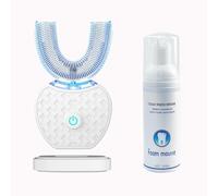 Automatic Ultrasonic Toothbrush, 360 Auto Sonic Brush, Teeth whitening Brush with Timer & Wireless Charging 360° Ultrasonic Electric Toothbrush for Adult (White)