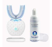 Automatic Ultrasonic Toothbrush, 360 Auto Sonic Brush, Teeth whitening Brush with Timer & Wireless Charging 360° Ultrasonic Electric Toothbrush for Adult (White)