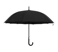 Automatic Umbrella, Black, 120 cm Diameter, 190T PG Fabric, Fibreglass Ribs, Stick Umbrella with Curvature Handle for Rain, Wind, Balcony, Garden, Camping, Patio