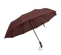 Automatic Umbrella Black Steel TenBones Folding HighDensity AntiCollision Compact Umbrella Sunny Rain Travel Portable Business (Brown)