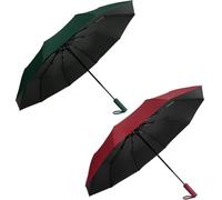 Automatic Umbrella Compact Auto Open Close Folding Umbrella Large Rain Umbrella for Travel UV Umbrella for Sun Portable Lightweight Car Umbrella for Men Women 10 Ribs 2 PACK Green and Red
