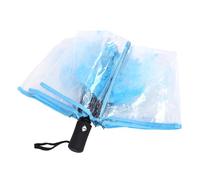 Automatic Umbrella, Large Space, Flower Pattern, Stable Structure, Folding Umbrella, 8 Ribs, ArcShaped Long Handle for Daily Use, Blue