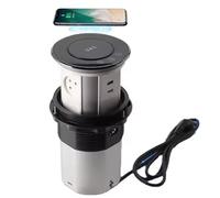 Automatic up Power Strip, Retractable Hidden Recessed Power,Wireless Charger+ USB, Motorized Pop Up,For Countertop Conference,3Power+2USB