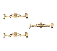 Automatic Watch Buckle Clasp Double Pressed 3pcs for 20mm Watchbands | Steel Build, Smooth Finish, Golden Tone, for Leather Straps, Dress Styling, Watch Modders